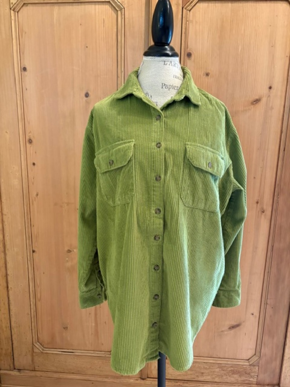 Billabong Green Corduroy Button-Up Shirt Jacket